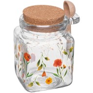 Pote 290ml Quadrado com Tampa e Colher Encanto Vidro 